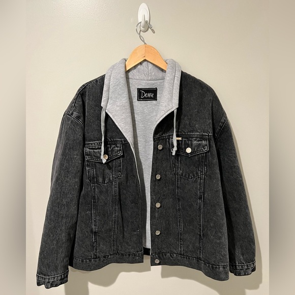 Detre Black Denim Sweatshirt Jacket - Picture 2 of 8